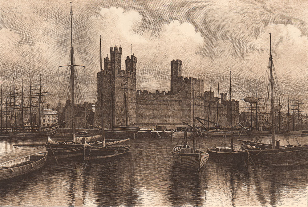 CARNARVON CASTLE. Wales 1893 old antique vintage print picture